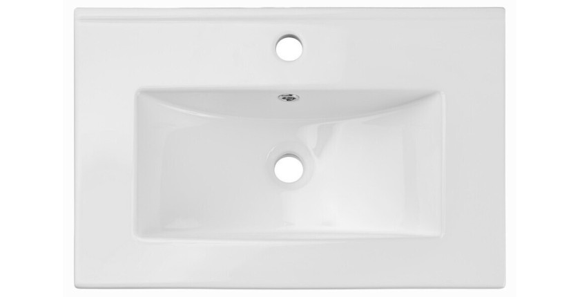 Vasque à encastrer FLOW 60 cm céramique blanc brillant design rectangulaire