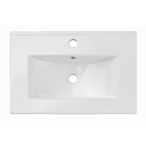 Vasque à encastrer FLOW 60 cm céramique blanc brillant design rectangulaire
