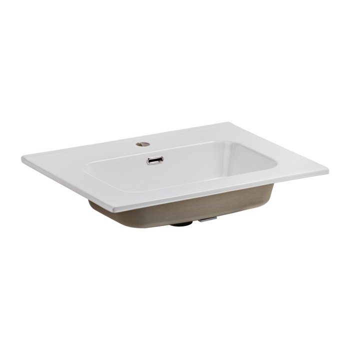Lavabo da incasso ESSEN 60 cm ceramica bianco brillante design rettangolare