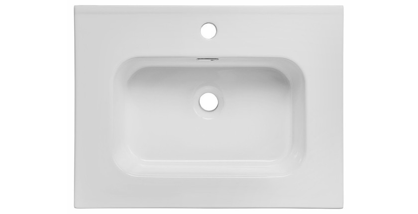 Vasque à encastrer ESSEN 60 cm céramique blanc brillant design rectangulaire