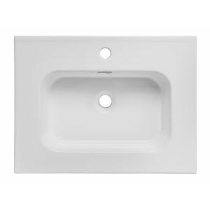 Vasque à encastrer ESSEN 60 cm céramique blanc brillant design rectangulaire