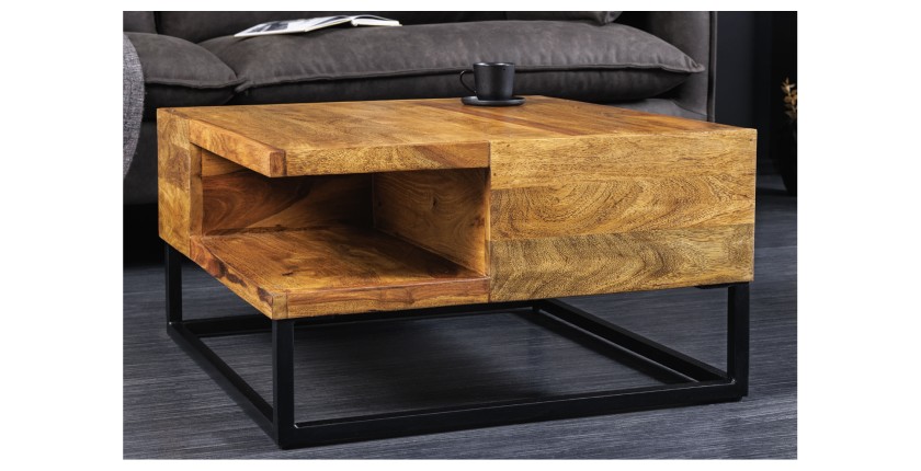 Table basse GRADI carré 60cm avec niche visible mise en situation