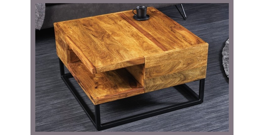 Table basse GRADI carré 60cm avec niche visible vue de haut