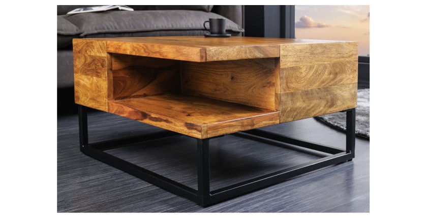 Table basse GRADI carré 60cm avec niche visible zoomé sur la niche