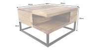 Table basse GRADI carré 60cm avec niche visible dimensions