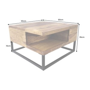 Table basse GRADI carré 60cm avec niche visible dimensions