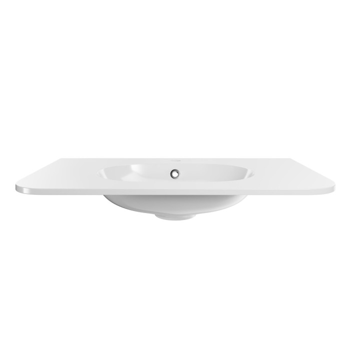Lavabo da incasso LINEA 80 cm in resina minerale bianco lucido design ovale