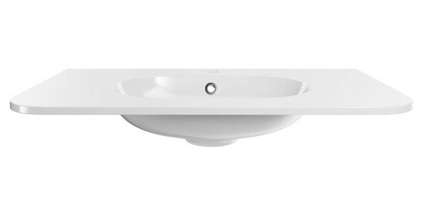 Vasque à encastrer LINEA 80 cm résine minérale blanc brillant design ovale