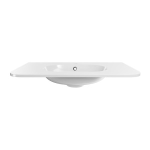 Vasque à encastrer LINEA 80 cm résine minérale blanc brillant design ovale