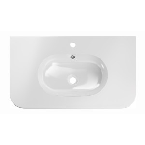 Vasque à encastrer LINEA 80 cm résine minérale blanc brillant design ovale