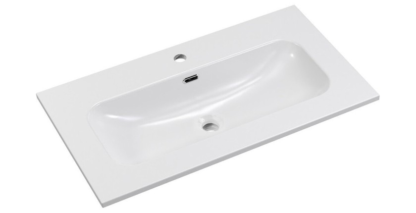 Vasque à encastrer LARGO 80 cm céramique blanc brillant design rectangulaire