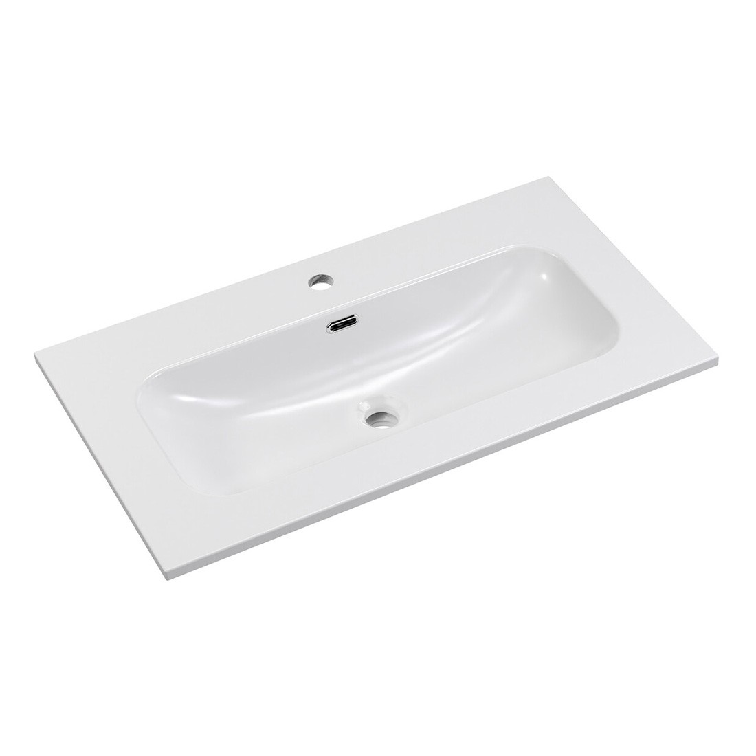 Vasque à encastrer LARGO 80 cm céramique blanc brillant design rectangulaire