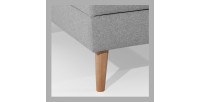 Canapé d’angle convertible HASGARD 3 places gris 248x162 cm – coffre et pieds bois