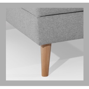 Canapé d’angle convertible HASGARD 3 places gris 248x162 cm – coffre et pieds bois