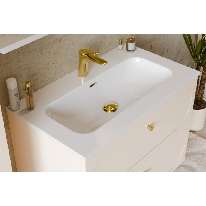 Lavabo da incasso LARGO 80 cm ceramica bianco lucido design rettangolare
