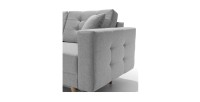 Canapé d’angle convertible HASGARD 3 places gris 248x162 cm – coffre et pieds bois