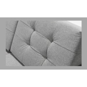 Canapé d’angle convertible HASGARD 3 places gris 248x162 cm – coffre et pieds bois