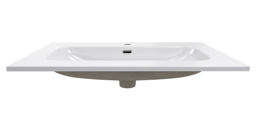 Vasque à encastrer LARGO 80 cm céramique blanc brillant design rectangulaire