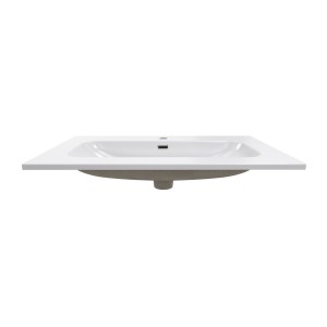 Vasque à encastrer LARGO 80 cm céramique blanc brillant design rectangulaire