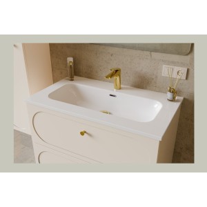 Vasque à encastrer LARGO 80 cm céramique blanc brillant design rectangulaire