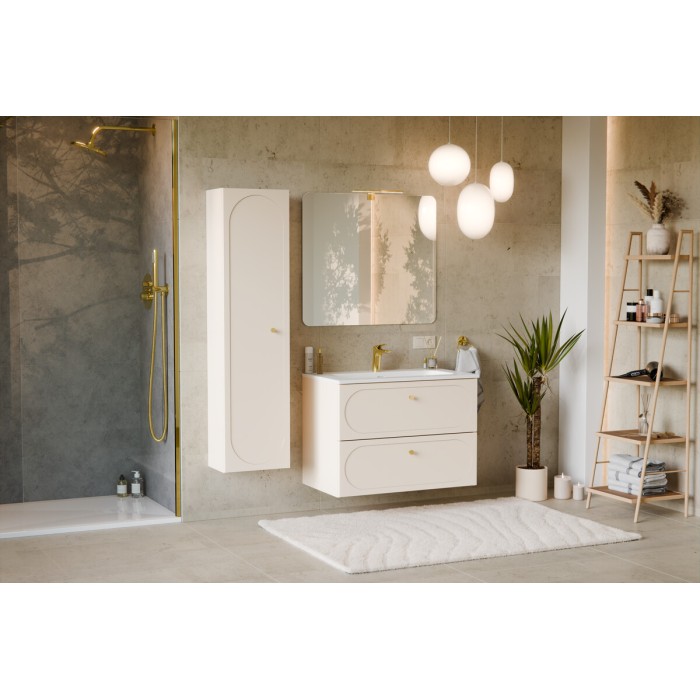 Lavabo da incasso LARGO 80 cm ceramica bianco lucido design rettangolare