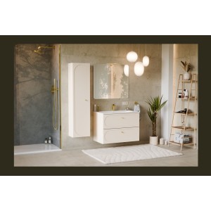 Vasque à encastrer LARGO 80 cm céramique blanc brillant design rectangulaire