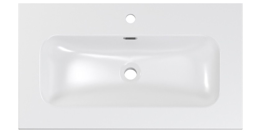 Vasque à encastrer LARGO 80 cm céramique blanc brillant design rectangulaire