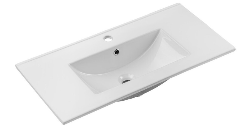 Vasque à encastrer FLOW 80 cm céramique blanc brillant design rectangulaire