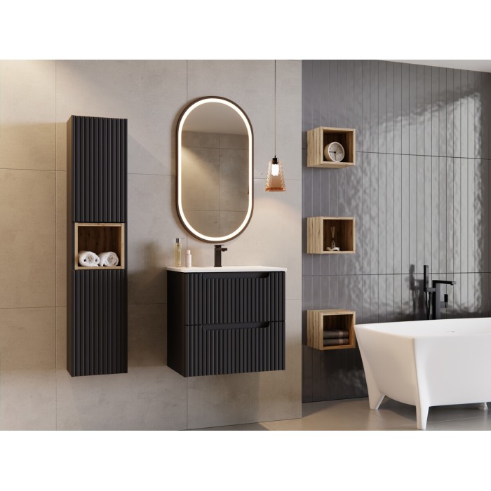 Lavabo empotrable FLOW 80 cm cerámica blanco brillante diseño rectangular