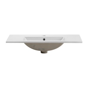 Vasque à encastrer FLOW 80 cm céramique blanc brillant design rectangulaire