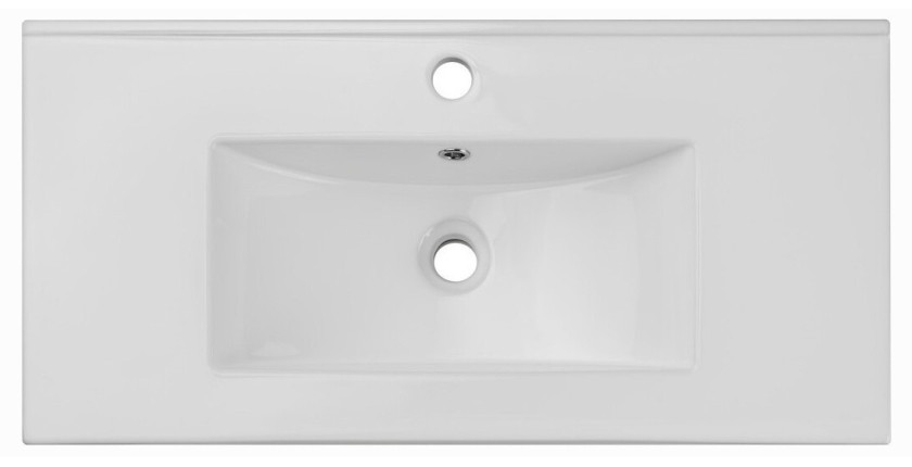 Vasque à encastrer FLOW 80 cm céramique blanc brillant design rectangulaire