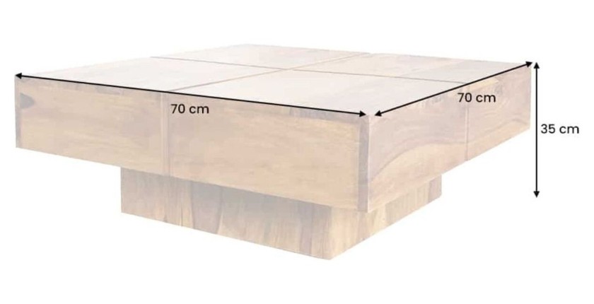 Table basse carrée TOLB 70cm dimensions