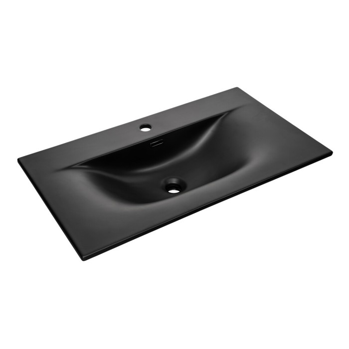 Lavabo da incasso VELOA 80 cm ceramica nero opaco design moderno ovale