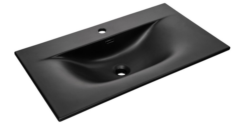 Vasque à encastrer VELOA 80 cm céramique noir mat design moderne ovale