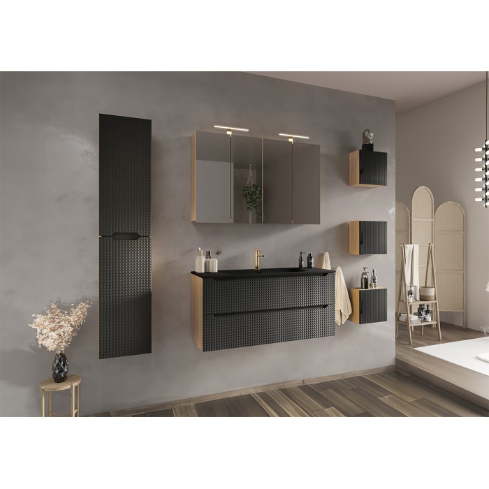 Lavabo da incasso VELOA 80 cm ceramica nero opaco design moderno ovale