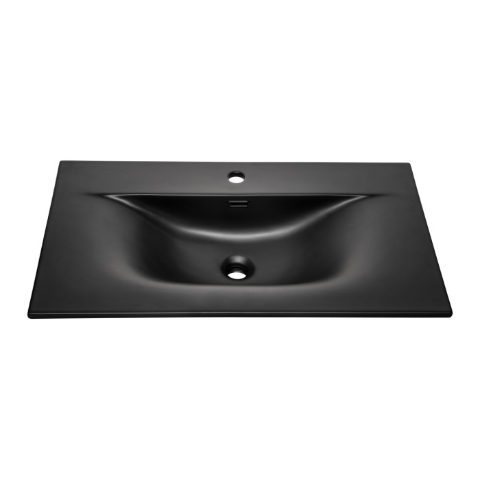 Lavabo da incasso VELOA 80 cm ceramica nero opaco design moderno ovale