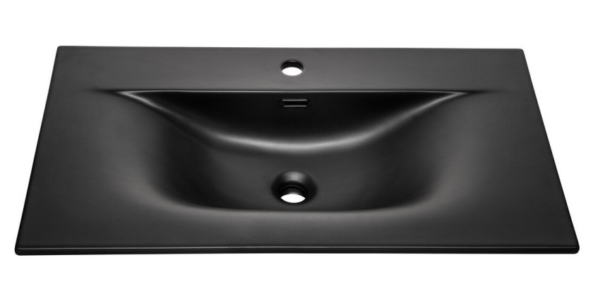 Vasque à encastrer VELOA 80 cm céramique noir mat design moderne ovale