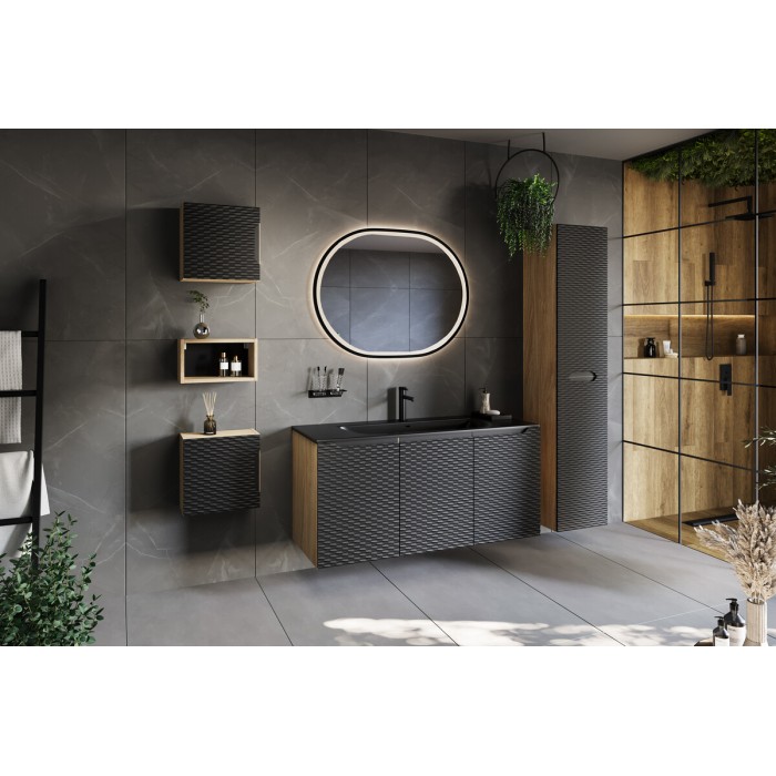 Lavabo da incasso VELOA 80 cm ceramica nero opaco design moderno ovale