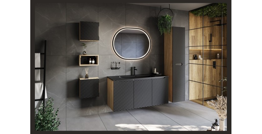 Vasque à encastrer VELOA 80 cm céramique noir mat design moderne ovale