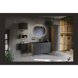 Vasque à encastrer VELOA 80 cm céramique noir mat design moderne ovale