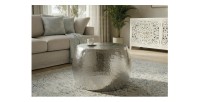 Table basse TRIANE ronde argentée 60cm vue en entière