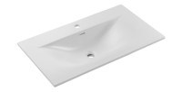 Vasque à encastrer VELOA 80 cm céramique blanc mat design moderne ovale