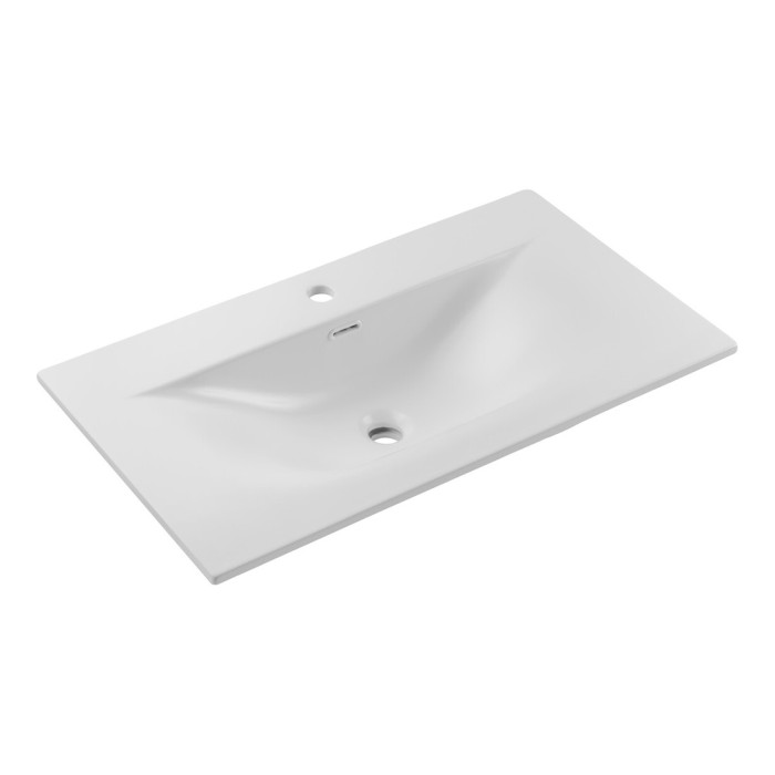Lavabo de empotrar VELOA 80 cm cerámica blanco mate diseño moderno ovalado