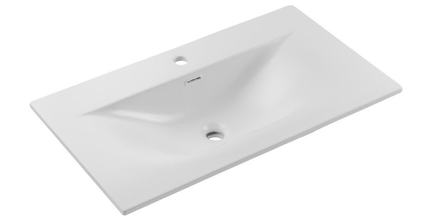Vasque à encastrer VELOA 80 cm céramique blanc mat design moderne ovale