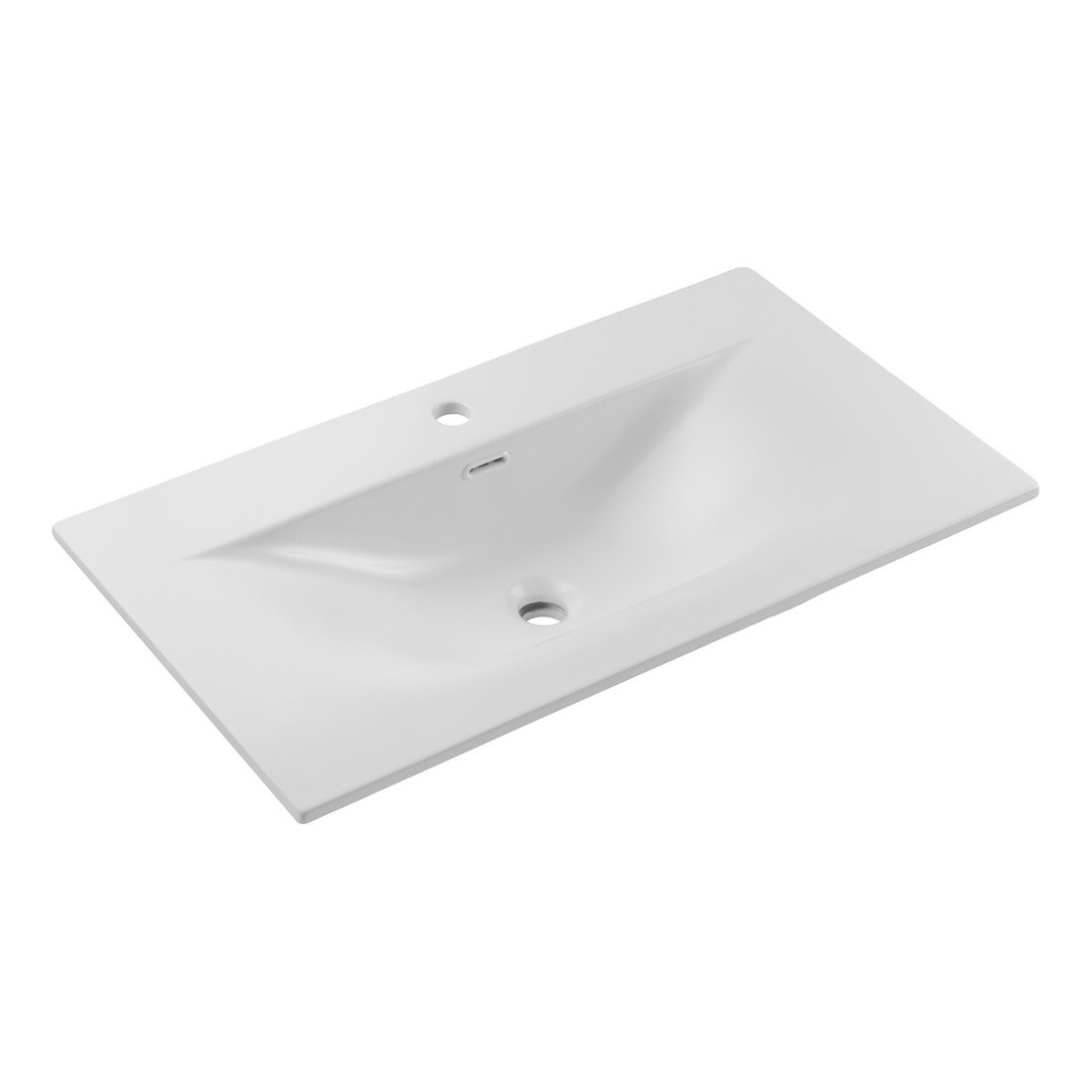 Vasque à encastrer VELOA 80 cm céramique blanc mat design moderne ovale