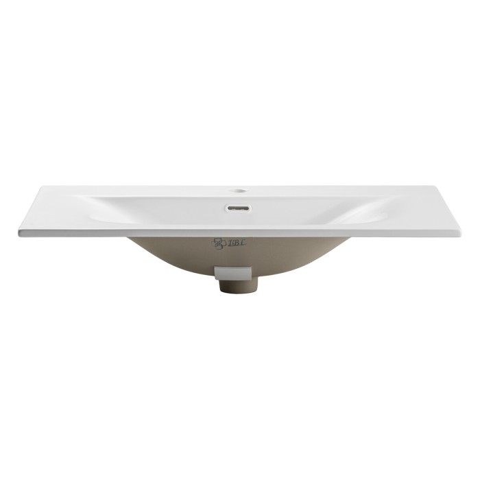 Lavabo de empotrar VELOA 80 cm cerámica blanco mate diseño moderno ovalado