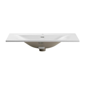 Vasque à encastrer VELOA 80 cm céramique blanc mat design moderne ovale