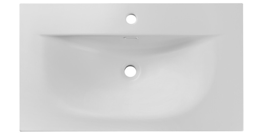 Vasque à encastrer VELOA 80 cm céramique blanc mat design moderne ovale