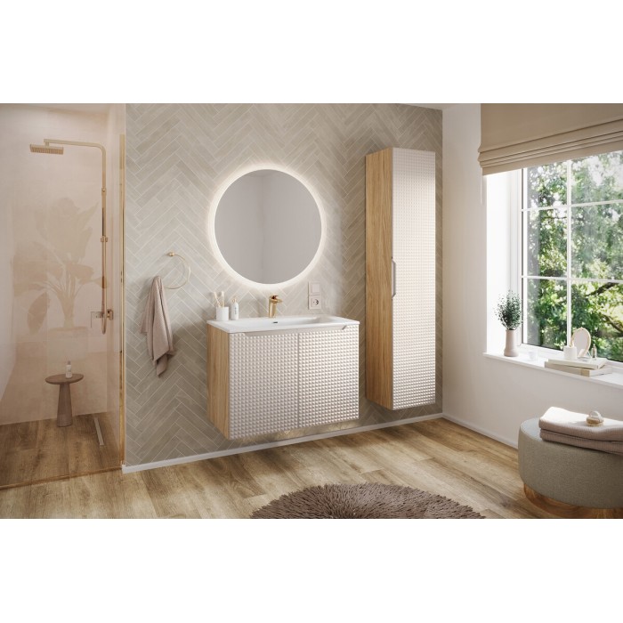 Lavabo de empotrar VELOA 80 cm cerámica blanco mate diseño moderno ovalado