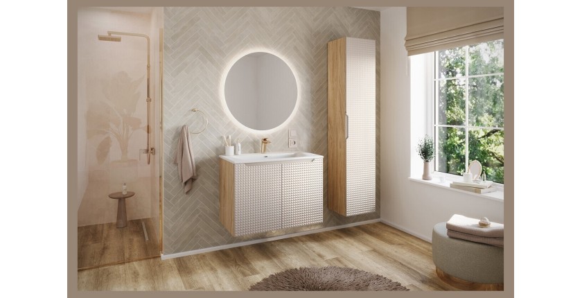 Vasque à encastrer VELOA 80 cm céramique blanc mat design moderne ovale